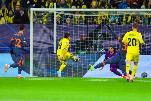 Football, Champions League 2025 2026 Bodo Glimt Inter Bodo 20260218 Bodo Glimts Sondre Brunstad Fet scores in the Champions League football match between Bodo Glimt and Inter at Aspmyra Stadium Photo Thomas Andersen NTB Bodo Norway EDITORIAL USE ONLY RESTRICTED USE FOR BETTING COMPANIES  Copyright: xThomasxAndersenx xNTBx