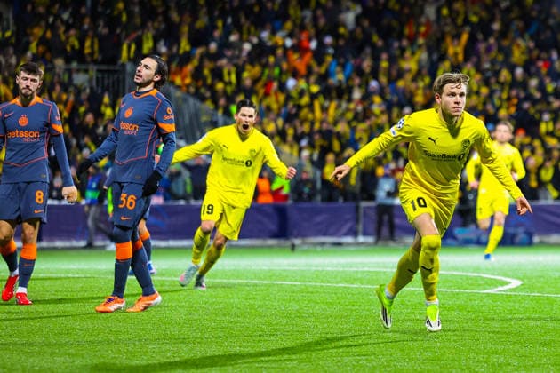 Football, Champions League 2025 2026 Bodo Glimt Inter 3 1 Bodo 20260218 Bodo Glimts Jens Petter Hauge scores in the Champions League football match between Bodo Glimt and Inter at Aspmyra Stadium Photo Thomas Andersen NTB Bodo Norway EDITORIAL USE ONLY RESTRICTED USE FOR BETTING COMPANIES  Copyright: xThomasxAndersenx xNTBx