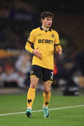 Football - Premier League - Wolverhampton Wanderers v Arsenal 18th February 2026 - Premier League - Wolverhampton Wanderers v Arsenal - Hugo Bueno of Wolverhampton Wanderers - Photo: Simon Stacpoole Offside. Wolverhampton UK Copyright: xSimonxStacpoolexOffside
