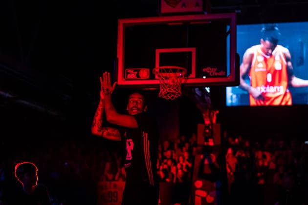 GER, easy-Credit Basketball-Bundesliga, Niners Chemnitz - MLP Academics Heidelberg. 18.02.2026, Messe, Chemnitz, GER, easy-Credit Basketball-Bundesliga, Niners Chemnitz - MLP Academics Heidelberg. Kevin Yebo (Niners Chemnitz, 0) Foto Alexander Trienitz Chemnitz Messe Sachsen Deutschland