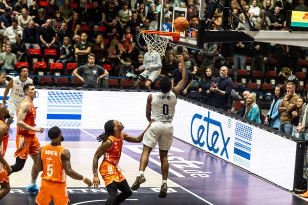 GER, easy-Credit Basketball-Bundesliga, Niners Chemnitz - MLP Academics Heidelberg. 18.02.2026, Messe, Chemnitz, GER, easy-Credit Basketball-Bundesliga, Niners Chemnitz - MLP Academics Heidelberg. Damariae Horne (MLP Academics Heidelberg 0) Foto Alexander Trienitz Chemnitz Messe Sachsen Deutschland