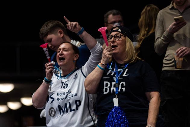 GER, easy-Credit Basketball-Bundesliga, Niners Chemnitz - MLP Academics Heidelberg. 18.02.2026, Messe, Chemnitz, GER, easy-Credit Basketball-Bundesliga, Niners Chemnitz - MLP Academics Heidelberg. Fans vom Team MLP Academics Heidelberg Foto Alexander Trienitz Chemnitz Messe Sachsen Deutschland