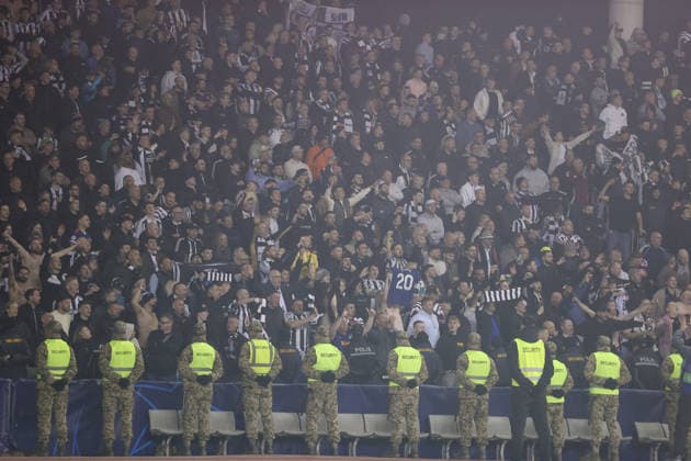 BAKU, AZERBAIJAN - FEBRUARY 18: Newcastle United fans during the UEFA Champions League knockout phase play-off first leg football match between Qarabag and Newcastle United at the Tofiq Bahramov Republican Stadium in Baku on February 18, 2026. (Photo by Firudin Salimov Sports Press Photo) Copyright: xFirudinxSalimov SportsxPressxPhox Sportspressphoto_SPR94368
