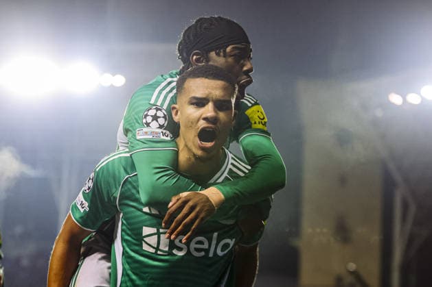 BAKU, AZERBAIJAN - FEBRUARY 18: Malick Thiaw of Newcastle United celebrates with Anthony Elanga after scoring a goal during the UEFA Champions League knockout phase play-off first leg football match between Qarabag and Newcastle United at the Tofiq Bahramov Republican Stadium in Baku on February 18, 2026. (Photo by Firudin Salimov Sports Press Photo) Copyright: xFirudinxSalimov SportsxPressxPhox Sportspressphoto_SPR94385