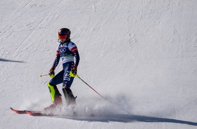 260218 -- CORTINA D AMPEZZO, Feb. 18, 2026 -- Mikaela Shiffrin of the United States reacts after the alpine skiing women s slalom run 2 at the Milan-Cortina 2026 Olympic Winter games, Winterspiele,Spiele, Summer games in Cortina, Italy, Feb. 18, 2026. MICO2026ITALY-CORTINA D AMPEZZO-OLYMPIC WINTER GAMES-ALPINE SKIING-WOMEN S SLALOM FeixMaohua  (MICO2026)ITALY-CORTINA D AMPEZZO-OLYMPIC WINTER GAMES-ALPINE SKIING-WOMEN S SLALOM IMAGO FeixMaohua  imago images 0847986200