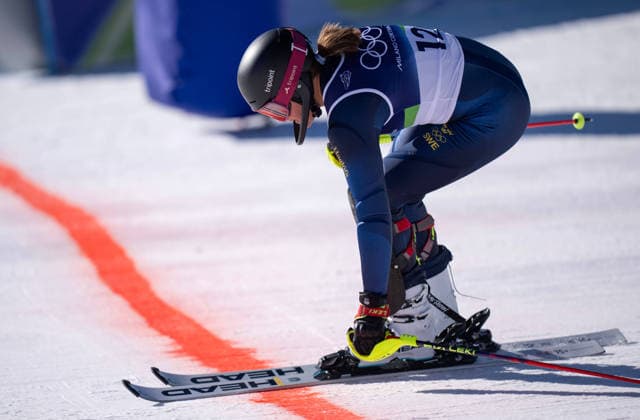 260218 -- CORTINA D AMPEZZO, Feb. 18, 2026 -- Anna Swenn Larsson of Sweden competes during the alpine skiing women s slalom run 1 at the Milan-Cortina 2026 Olympic Winter games, Winterspiele,Spiele, Summer games in Cortina, Italy, Feb. 18, 2026. MICO2026ITALY-CORTINA D AMPEZZO-OLYMPIC WINTER GAMES-ALPINE SKIING-WOMEN S SLALOM FeixMaohua  (MICO2026)ITALY-CORTINA D AMPEZZO-OLYMPIC WINTER GAMES-ALPINE SKIING-WOMEN S SLALOM IMAGO FeixMaohua  imago images 0847986214