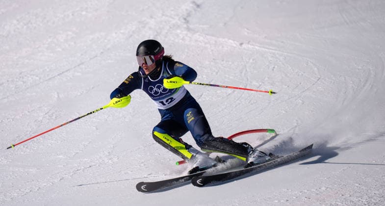 260218 -- CORTINA D AMPEZZO, Feb. 18, 2026 -- Anna Swenn Larsson of Sweden competes during the alpine skiing women s slalom run 1 at the Milan-Cortina 2026 Olympic Winter games, Winterspiele,Spiele, Summer games in Cortina, Italy, Feb. 18, 2026. MICO2026ITALY-CORTINA D AMPEZZO-OLYMPIC WINTER GAMES-ALPINE SKIING-WOMEN S SLALOM FeixMaohua  (MICO2026)ITALY-CORTINA D AMPEZZO-OLYMPIC WINTER GAMES-ALPINE SKIING-WOMEN S SLALOM IMAGO FeixMaohua  imago images 0847986230