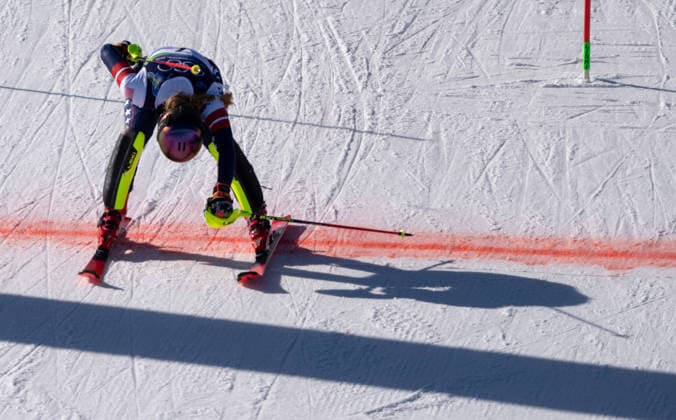 260218 -- CORTINA D AMPEZZO, Feb. 18, 2026 -- Mikaela Shiffrin of the United States competes during the alpine skiing women s slalom run 2 at the Milan-Cortina 2026 Olympic Winter games, Winterspiele,Spiele, Summer games in Cortina, Italy, Feb. 18, 2026. MICO2026ITALY-CORTINA D AMPEZZO-OLYMPIC WINTER GAMES-ALPINE SKIING-WOMEN S SLALOM FeixMaohua  (MICO2026)ITALY-CORTINA D AMPEZZO-OLYMPIC WINTER GAMES-ALPINE SKIING-WOMEN S SLALOM IMAGO FeixMaohua  imago images 0847986554