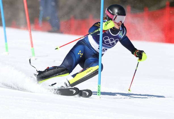 260218 -- CORTINA D AMPEZZO, Feb. 18, 2026 -- Anna Swenn Larsson of Sweden competes during the alpine skiing women s slalom run 1 at the Milan-Cortina 2026 Olympic Winter games, Winterspiele,Spiele, Summer games in Cortina, Italy, Feb. 18, 2026. MICO2026ITALY-CORTINA D AMPEZZO-OLYMPIC WINTER GAMES-ALPINE SKIING-WOMEN S SLALOM ZhangxChenlin  (MICO2026)ITALY-CORTINA D AMPEZZO-OLYMPIC WINTER GAMES-ALPINE SKIING-WOMEN S SLALOM IMAGO ZhangxChenlin  imago images 0847986611