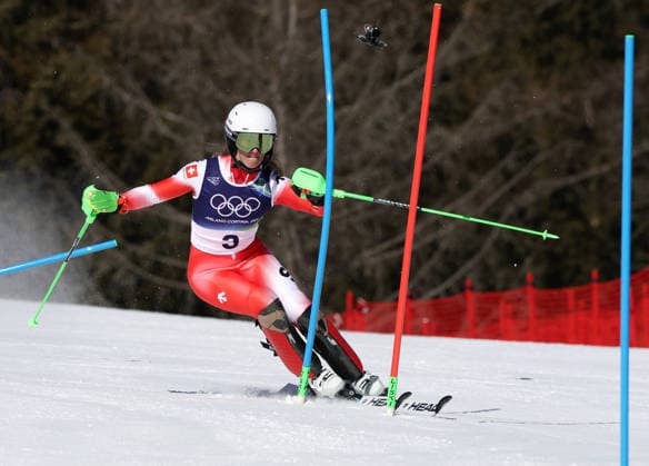 260218 -- CORTINA D AMPEZZO, Feb. 18, 2026 -- Camille Rast of Switzerland competes during the alpine skiing women s slalom run 1 at the Milan-Cortina 2026 Olympic Winter games, Winterspiele,Spiele, Summer games in Cortina, Italy, Feb. 18, 2026. MICO2026ITALY-CORTINA D AMPEZZO-OLYMPIC WINTER GAMES-ALPINE SKIING-WOMEN S SLALOM ZhangxChenlin  (MICO2026)ITALY-CORTINA D AMPEZZO-OLYMPIC WINTER GAMES-ALPINE SKIING-WOMEN S SLALOM IMAGO ZhangxChenlin  imago images 0847986625