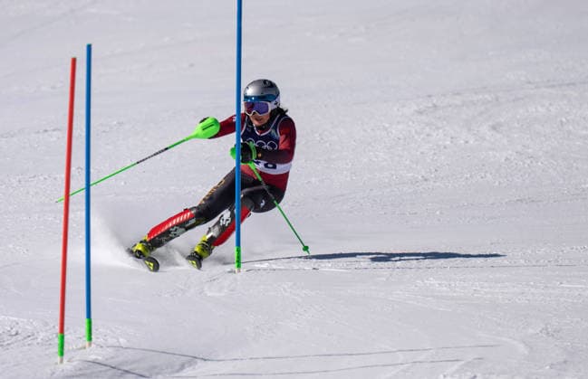 260218 -- CORTINA D AMPEZZO, Feb. 18, 2026 -- Zhang Yuying of China competes during the alpine skiing women s slalom run 1 at the Milan-Cortina 2026 Olympic Winter games, Winterspiele,Spiele, Summer games in Cortina, Italy, Feb. 18, 2026. MICO2026ITALY-CORTINA D AMPEZZO-OLYMPIC WINTER GAMES-ALPINE SKIING-WOMEN S SLALOM FeixMaohua  (MICO2026)ITALY-CORTINA D AMPEZZO-OLYMPIC WINTER GAMES-ALPINE SKIING-WOMEN S SLALOM IMAGO FeixMaohua  imago images 0847990119