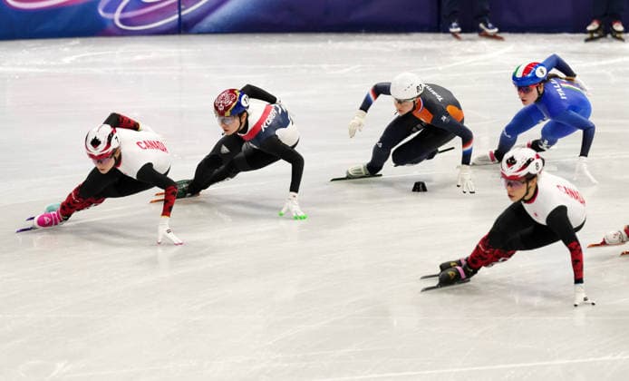 (260219) -- MILAN, Feb. 19, 2026 -- Athletes compete during the short track Speed skating, Eisschnelllauf women s 3000m relay final A at the Milan-Cortina 2026 Olympic Winter games, Winterspiele,Spiele, Summer games in Milan, Italy, Feb. 18, 2026. ) (MICO2026)ITALY-MILAN-OLYMPIC WINTER GAMES-SHORT TRACK SPEED SKATING-WOMEN S 3000M RELAY-FINALS LaixXiangdong 