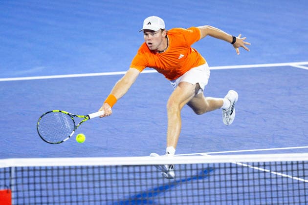 2026 Delray Beach Open - Day 3 Alex Michelsen of the USA plays against Sebastian Korda of the USA during their match on Day 3 of the Delray Beach Open at the Delray Tennis Center in Delray Beach, Florida, on February 18, 2026. Delray Beach FL United States  Copyright: xMauricioxPaizx originalFilename:paiz-2026delr260218_npFkv.jpg