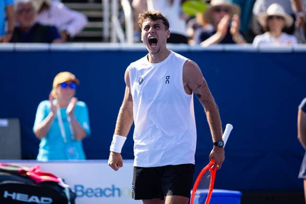 2026 Delray Beach Open - Day 3 - Flavio Cobolli (ITA) Vs Terence Atmane (FRA) Flavio Cobolli of Italy celebrates defeating Terence Atmane of France during their match on Day 3 of the Delray Beach Open at the Delray Tennis Center in Delray Beach, Florida, on February 18, 2026. Delray Beach FL United States  Copyright: xMauricioxPaizx originalFilename:paiz-2026delr260218_npSMt.jpg