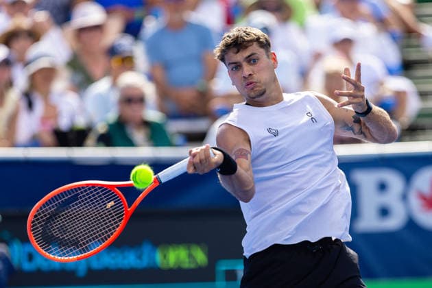 2026 Delray Beach Open - Day 3 - Flavio Cobolli (ITA) Vs Terence Atmane (FRA) Flavio Cobolli of Italy plays against Terence Atmane of France during their match on Day 3 of the Delray Beach Open at the Delray Tennis Center in Delray Beach, Florida, on February 18, 2026. Delray Beach FL United States  Copyright: xMauricioxPaizx originalFilename:paiz-2026delr260218_npGF8.jpg