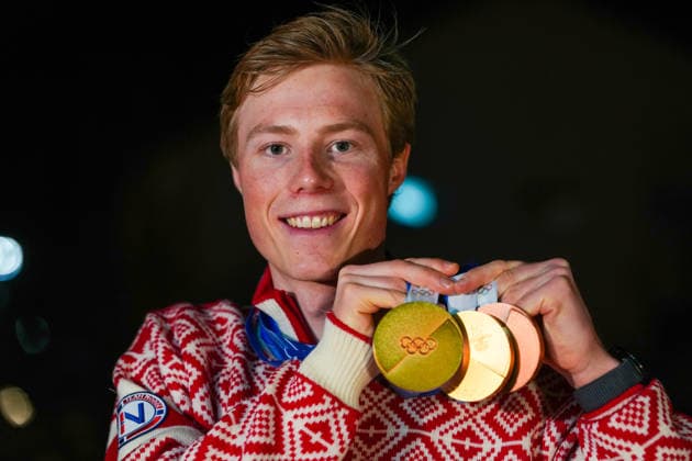 Winter Olympics in Milan Cortina 2026 Val di Fiemme, Italy 20260218. Einar Hedegart with his medals at the athletes hotel after the cross-country team sprint at the Winter Olympics in Milan Cortina 2026. Photo: Lise Aaserud NTB Val di Fiemme Italy EDITORIAL USE ONLY. RESTRICTED USE FOR BETTING COMPANIES Ref:_SPODRMNK5IzoSQ.jpg *** Winter Olympics in Milan Cortina 2026 Val di Fiemme, Italy 20260218 Einar Hedegart with his medals at the athletes hotel after the cross country team sprint at the Winter Olympics in Milan Cortina 2026 Photo Lise Aaserud NTB Val di Fiemme Italy EDITORIAL USE ONLY RESTRICTED USE FOR BETTING COMPANIES  Copyright: xLisexAserudxx xNTBx