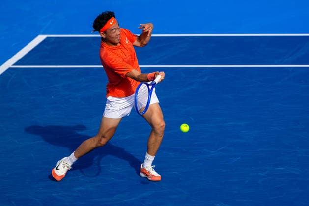 2026 Delray Beach Open - Day 3 - Coleman Wong (Hong Kong) Vs Brandon Nakashima (USA) Coleman Wong of Hong Kong plays against Brandon Nakashima of the USA during their match on Day 3 of the Delray Beach Open at the Delray Tennis Center in Delray Beach, Florida, on February 18, 2026. Delray Beach FL United States  Copyright: xMauricioxPaizx originalFilename:paiz-2026delr260218_npnbX.jpg
