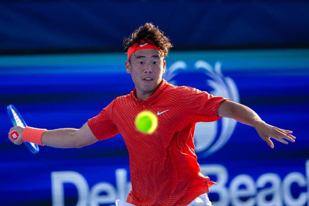 2026 Delray Beach Open - Day 3 - Coleman Wong (Hong Kong) Vs Brandon Nakashima (USA) Coleman Wong of Hong Kong plays against Brandon Nakashima of the USA during their match on Day 3 of the Delray Beach Open at the Delray Tennis Center in Delray Beach, Florida, on February 18, 2026. Delray Beach FL United States  Copyright: xMauricioxPaizx originalFilename:paiz-2026delr260218_np33q.jpg
