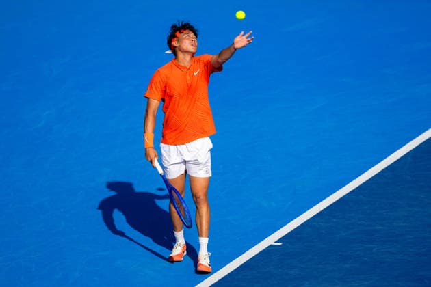 2026 Delray Beach Open - Day 3 - Coleman Wong (Hong Kong) Vs Brandon Nakashima (USA) Coleman Wong of Hong Kong plays against Brandon Nakashima of the USA during their match on Day 3 of the Delray Beach Open at the Delray Tennis Center in Delray Beach, Florida, on February 18, 2026. Delray Beach FL United States  Copyright: xMauricioxPaizx originalFilename:paiz-2026delr260218_npMgF.jpg