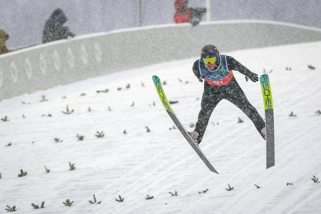 OLYMPICS - Winter Olympic Games, Olympische Spiele, Olympia, OS Milano Cortina 2026 PREDAZZO,ITALY,19.FEB.26 - OLYMPICS, NORDIC SKIING, NORDIC COMBINED, Ski jumping, Skispringen, Ski, nordisch - Winter Olympic Games Milano Cortina 2026, team sprint, large hill. Image shows Niklas Malacinski (USA).  GEPAxpictures xMatthiasxTrinkl