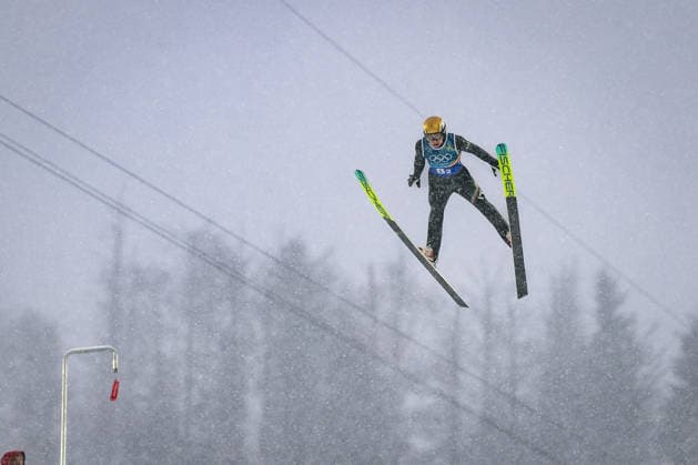 OLYMPICS - Winter Olympic Games, Olympische Spiele, Olympia, OS Milano Cortina 2026 PREDAZZO,ITALY,19.FEB.26 - OLYMPICS, NORDIC SKIING, NORDIC COMBINED, Ski jumping, Skispringen, Ski, nordisch - Winter Olympic Games Milano Cortina 2026, team sprint, large hill. Image shows Aaron Kostner (ITA).  GEPAxpictures xMatthiasxTrinkl