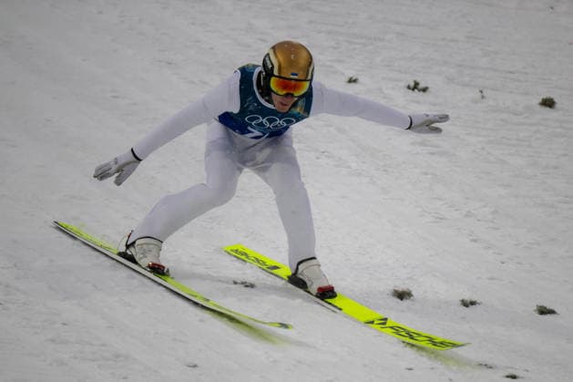 OLYMPICS - Winter Olympic Games, Olympische Spiele, Olympia, OS Milano Cortina 2026 PREDAZZO,ITALY,19.FEB.26 - OLYMPICS, NORDIC SKIING, NORDIC COMBINED, Ski jumping, Skispringen, Ski, nordisch - Winter Olympic Games Milano Cortina 2026, team sprint, large hill. Image shows Kristjan Ilves (EST).  GEPAxpictures xOliverxLerch