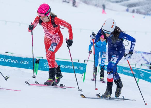 OLYMPICS - Winter Olympic Games, Olympische Spiele, Olympia, OS Milano Cortina 2026 BORMIO,ITALY,19.FEB.26 - OLYMPICS, SKI MOUNTAINEERING - Winter Olympic Games Milano Cortina 2026, sprint race. Image shows Johanna Hiemer (AUT) and Margot Ravinel (FRA).  GEPAxpictures xHaraldxSteiner