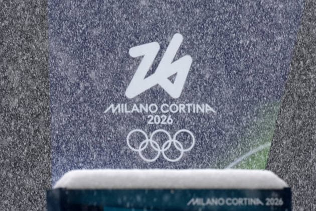 5 Olympic rings and snow at Curling Arena at the Milano Cortina 2026 Winter Olympics, in Cortina (Italy) February 19 , 2026 (Spada LaPresse)  Copyright: xSpada LaPressex