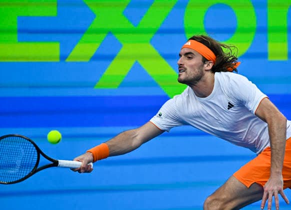 ATP, Tennis Herren Qatar Exxonmobil Open-Quarter Final Stefanos Tsitsipas of Greece competes against Andrey Rublev of Russia in the Quarter final at the ATP men s Qatar ExxonMobil Open 2026 tennis tournament at the Khalifa International Tennis Complex in Doha, Qatar, on February 19, 2026. DOHA Qatar Copyright: xNOUSHADx