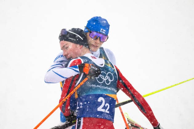 260219 Ilkka Herola of Finland and Jens Luras Oftebro of Norway after competing in the nordic combined team sprint cross-country skiing during day 12 of the 2026 Winter Olympics on February 19, 2026 in Val di Fiemme. Photo: Maxim Thore BILDBYRAN kod MT MT0997 nordisk kombination nordic combined nordisk kombinert Olympic Games, Olympische Spiele, Olympia, OS olympics winter olympics os ol olympiska spel vinter-os olympiske leker milano cortina 2026 milan cortina 2026 milano cortina 2026 olympic games milano cortina 2026 winter olympic games milano cortina-os milano cortina-ol vinter-ol 12 bbeng norge norway *** 260219 Ilkka Herola of Finland and Jens Luras Oftebro of Norway after competing in the nordic combined team sprint cross country skiing during day 12 of the 2026 Winter Olympics on February 19, 2026 in Val di Fiemme Photo Maxim Thore BILDBYRAN kod MT MT0997 nordisk kombination nordic combined nordisk kombinert olympic games olympics winter olympics os ol olympiska spel vinter os olympiske leker milano cortina 2026 milan cortina 2026 milano cortina 2026 olympic games milano cortina 2026 winter olympic games milano cortina os milano cortina ol vinter ol 12 bbeng norge norway  Copyright: MAXIMxTHORE BB260219MT016