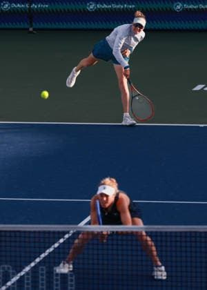 Laura Siegemund (GER), Vera Zvonareva, Damen Doppel, Ladies Doubles Dubai Duty Free Tennis Championships, Dubai, U.A.E., Copyright: xJuergenxHasenkopfx