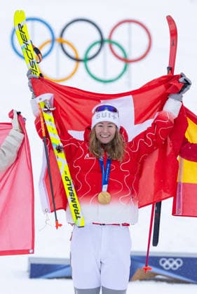 OLYMPICS - Winter Olympic Games, Olympische Spiele, Olympia, OS Milano Cortina 2026 BORMIO,ITALY,19.FEB.26 - OLYMPICS, SKI MOUNTAINEERING - Winter Olympic Games Milano Cortina 2026, sprint race, medal ceremony. Image shows Marianne Fatton (SUI). Keywords: medal.  GEPAxpictures xHaraldxSteiner