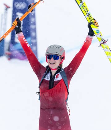 OLYMPICS - Winter Olympic Games, Olympische Spiele, Olympia, OS Milano Cortina 2026 BORMIO,ITALY,19.FEB.26 - OLYMPICS, SKI MOUNTAINEERING - Winter Olympic Games Milano Cortina 2026, sprint race. Image shows the rejoicing of Marianne Fatton (SUI).  GEPAxpictures xHaraldxSteiner