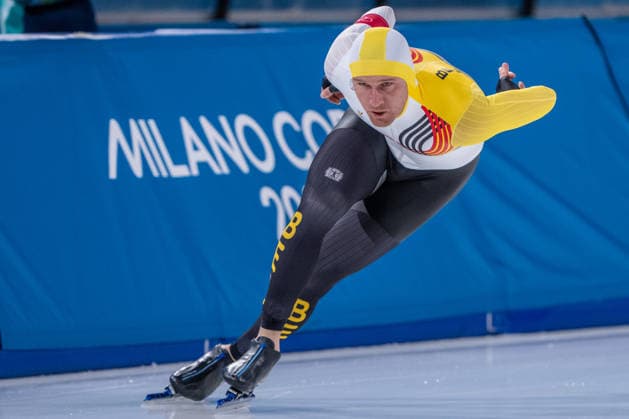 2026-02-19 - Milano Cortina 2026 Winter Olympics Speed skating, Eisschnelllauf 1500m Men MILAN, ITALY - FEBRUARY 19: Mathias Voste of Belgium during the Speed Skating 1500m Men on day 15 of the Milano Cortina 2026 Winter Olympics at the Milano Speed Skating Arena on February 19, 2026 in Milan, Italy Milan Milano Speed Skating Arena Italy Content not available for redistribution in The Netherlands directly or indirectly through any third parties. Copyright: xAndrexWeeningx