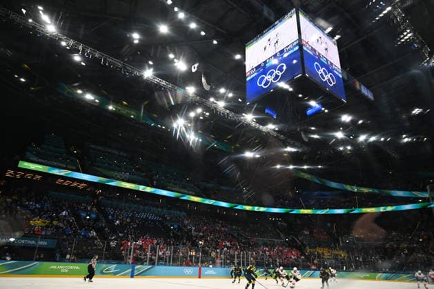 The Santa Giulia Ice Arena during Women s Ice hockey, Eishockey - Bronze Medal - Switzerland vs Sweden, Olympic Winter games, Winterspiele,Spiele, Summer games Milano-Cortina 2026 in Milano, Italy, February 19 2026  Copyright: xFilippoxTomasi IPAxSportx xipa-agency.netx xx IPA_71732158 IPA_Agency_IPA71732158