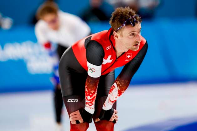 Livio Wenger of Switzerland looks exhausted after Men s 1500m, Milano Cortina 2026 Winter Olympics: Day 13, Speed skating, Eisschnelllauf - Milano Cortina 2026 Winter Olympics: Day 13, Milano Speed Skating Stadium, February 19, 2026, Milan, Italy.