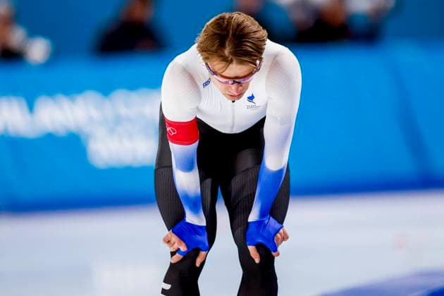 Marten Liiv of Estonia looks exhausted after Men s 1500m, Milano Cortina 2026 Winter Olympics: Day 13, Speed skating, Eisschnelllauf - Milano Cortina 2026 Winter Olympics: Day 13, Milano Speed Skating Stadium, February 19, 2026, Milan, Italy.