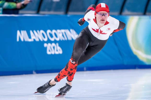 2026-02-19 - Milano Cortina 2026 Winter Olympics Speed skating, Eisschnelllauf 1500m Men MILAN, ITALY - FEBRUARY 19: Daniel Hall of Canada during the Speed Skating 1500m Men on day 15 of the Milano Cortina 2026 Winter Olympics at the Milano Speed Skating Arena on February 19, 2026 in Milan, Italy Milan Milano Speed Skating Arena Italy Content not available for redistribution in The Netherlands directly or indirectly through any third parties. Copyright: xAndrexWeeningx