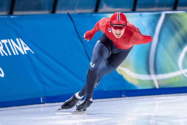 2026-02-19 - Milano Cortina 2026 Winter Olympics Speed skating, Eisschnelllauf 1500m Men MILAN, ITALY - FEBRUARY 19: Didrik Eng Strand of Norway during the Speed Skating 1500m Men on day 15 of the Milano Cortina 2026 Winter Olympics at the Milano Speed Skating Arena on February 19, 2026 in Milan, Italy Milan Milano Speed Skating Arena Italy Content not available for redistribution in The Netherlands directly or indirectly through any third parties. Copyright: xAndrexWeeningx