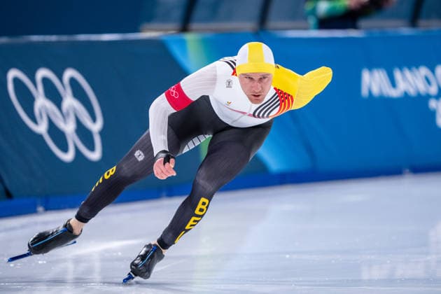 2026-02-19 - Milano Cortina 2026 Winter Olympics Speed skating, Eisschnelllauf 1500m Men MILAN, ITALY - FEBRUARY 19: Mathias Voste of Belgium during the Speed Skating 1500m Men on day 15 of the Milano Cortina 2026 Winter Olympics at the Milano Speed Skating Arena on February 19, 2026 in Milan, Italy Milan Milano Speed Skating Arena Italy Content not available for redistribution in The Netherlands directly or indirectly through any third parties. Copyright: xAndrexWeeningx