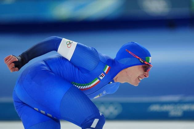 Davide Di Stefano during Men s 1500-meter Speed skating, Eisschnelllauf event at the 2026 Milan-Cortina Winter Olympics, Milan, Italy, February 19, 2026. Photo: Claudio Furlan LaPresse  Copyright: xClaudioxFurlan LaPressex