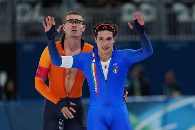 Davide Di Stefano during Men s 1500-meter Speed skating, Eisschnelllauf event at the 2026 Milan-Cortina Winter Olympics, Milan, Italy, February 19, 2026. Photo: Claudio Furlan LaPresse  Copyright: xClaudioxFurlan LaPressex