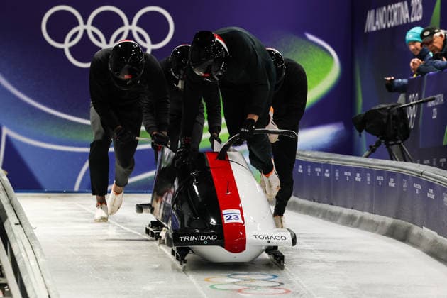 Milano Cortina 2026 - XXV Olympic Winter games, Winterspiele,Spiele, Summer games Cortina D Ampezzo - Italy Thursday , February 19 , 2026 Bobsleigh - Men s 4-man - Official training BROWN Axel (TTO)  Copyright: xLucianoxMariaxBisi IPAxSportx xipa-agency.netx xx IPA_71737336 IPA_Agency_IPA71737336