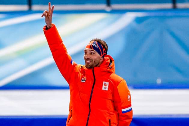third Kjeld Nuis of the Netherlands celebrates during the medal ceremony after Men s 1500m, Milano Cortina 2026 Winter Olympics: Day 13, Speed skating, Eisschnelllauf - Milano Cortina 2026 Winter Olympics: Day 13, Milano Speed Skating Stadium, February 19, 2026, Milan, Italy.