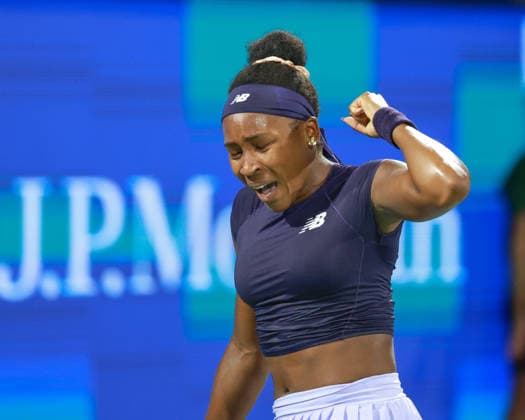 Coco Gauff macht die Faust und jubelt,Jubel,Freude, Emotion, Dubai Duty Free Tennis Championships, Dubai, U.A.E., Copyright: xJuergenxHasenkopfx
