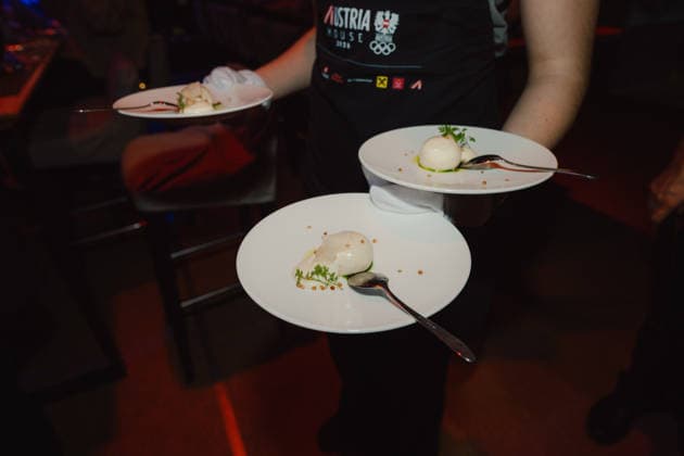 OLYMPICS - Winter Olympic Games, Olympische Spiele, Olympia, OS Milano Cortina 2026 CORTINA D AMPEZZO,ITALY,19.FEB.26 - OLYMPICS - Winter Olympic Games Milano Cortina 2026, Austria House, WKO-Kaernten-Abend. Image shows food.  GEPAxpictures xAlexanderxSolc