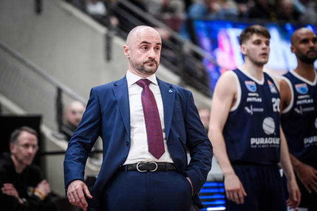 Milenko Bogicevic (Syntainics MBC, Head-Coach) GER, MHP Riesen Ludwigsburg vs. Syntainics MBC, Basketball Bundesliga, easycredit BBL, 21. Spieltag, Spielzeit 2025 2026, 19.02.2026 GER, MHP Riesen Ludwigsburg vs. Syntainics MBC, Basketball Bundesliga, easycredit BBL, 21. Spieltag, Spielzeit 2025 2026, 19.02.2026 Ludwigsburg Copyright: xSandyxDinkelackerx EP_SDR