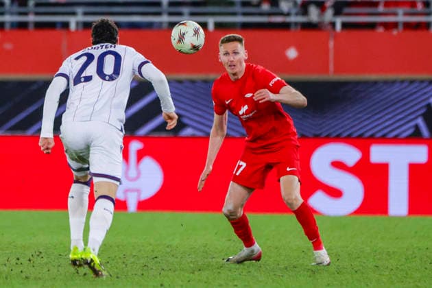 UEFA Europa League SK Brann Bologna Bergen 20260219 Bolognas Nadir Zortea and Branns Joachim Soltvedt in the UEFA Europa League match between SK Brann and Bologna at the Brann stadium Photo Paul S Amundsen NTB Bergen Norway EDITORIAL USE ONLY RESTRICTED USE FOR BETTING COMPANIES  Copyright: xPaulxS.xAmundsenx xNTBx