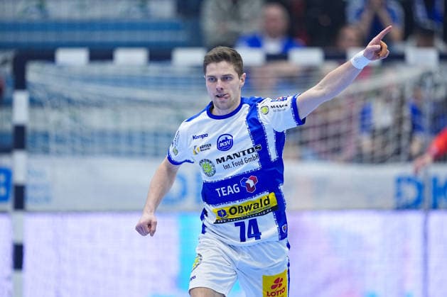 19.02.2026, xydrx, Handball, 1.HBL, VfL Gummersbach - ThSV Eisenach, Schwalbe-Arena: Vincent Buechner (ThSV Eisenach 74) jubelnd Photo: xYannisxDreimannxPressefotoKochx Nordrhein-Westfahlen Deutschland