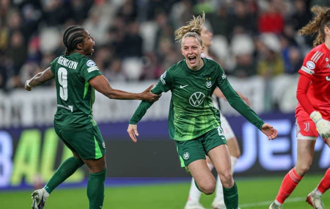 ITA, Wolfsburg, Juventus Turin vs VfL Wolfsburg, Women s Champions League, Fussball, UEFA, Spielzeit 2025 2026, Allianz Stadium, Playoffs, Rückspiel im Bild: Vivien Endemann (VfL Wolfsburg Frauen 25) erzielt das 1:0, Tor, Jubel und Freude, Emotionen, goal scored DFB DFL REGULATIONS PROHIBIT ANY USE OF PHOTOGRAPHS AS IMAGE SEQUENCES AND OR QUASI-VIDEO, 19.02.2026 Copyright: HMBxMedia HendrikxHamelau